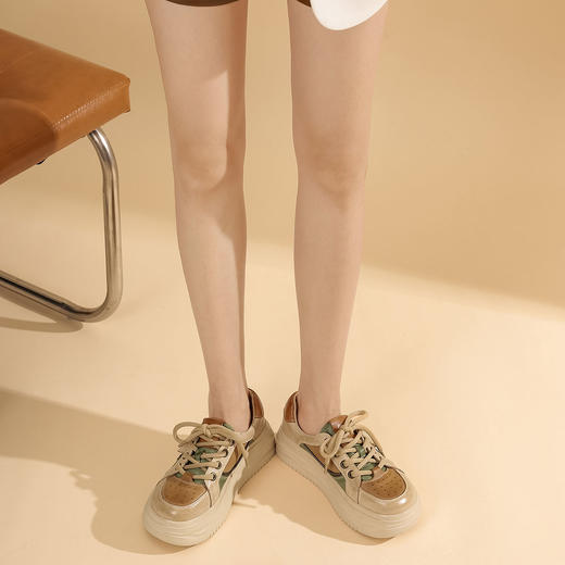 西村名物22年秋冬新款超轻感【暖意】复古撞色休闲鞋绑带鞋女37731 商品图4