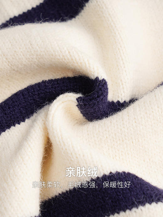 OLrain欧芮儿法式条纹毛衣开衫女秋季2022年新款撞色圆领针织外套 商品图2