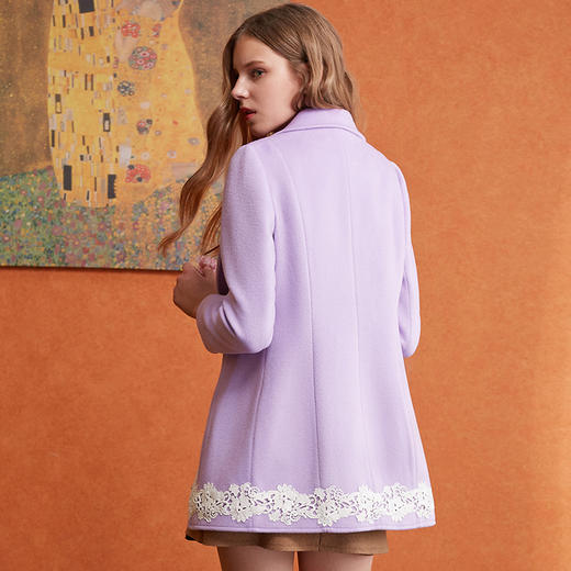 欧芮儿2020秋装新款翻领长袖毛呢外套女中长款 商品图1