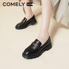 康莉KYQ2A582乐福鞋女新款厚底复古英伦风圆头黑色小皮鞋 商品缩略图2