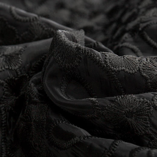 欧芮儿2016女士春夏新款长袖圆领蕾丝拼接欧根纱黑色蕾丝衫上衣潮 商品图3