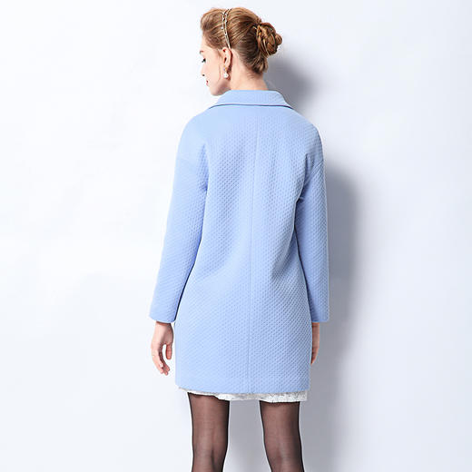 欧芮儿2016女士秋季新款长袖翻领空气层纯色中长款修身西装外套潮 商品图1
