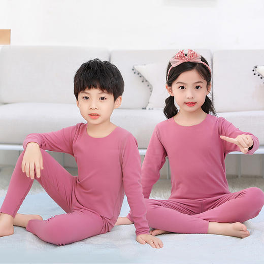 秋冬无痕儿童保暖内衣套装单件加绒中厚男女童睡衣秋衣裤背心zyy08 商品图2