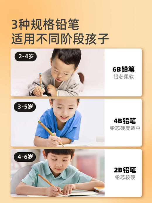 mideer弥鹿铅笔2b学生专用考试正品4b素描笔儿童初学者幼儿园启蒙一年级铅笔涂卡笔文具用品三角杆6b炭笔 商品图3