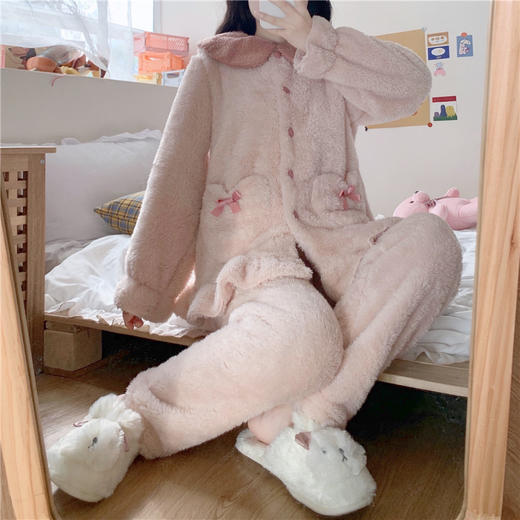 加绒加厚珊瑚绒睡衣女秋冬2023新款冬季可外穿睡裤家居服套装myy02 商品图4