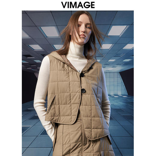 VIMAGE纬漫纪冬季新款百搭修身显瘦连帽外套棉娄V1810401 商品图5