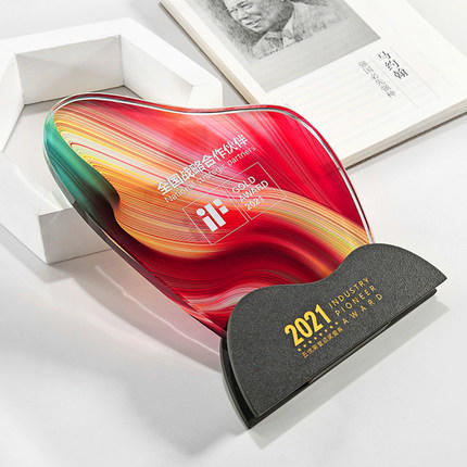 水晶奖杯定制优秀员工彩色照片团队比赛冠军年会颁奖创意奖牌定做 商品图4