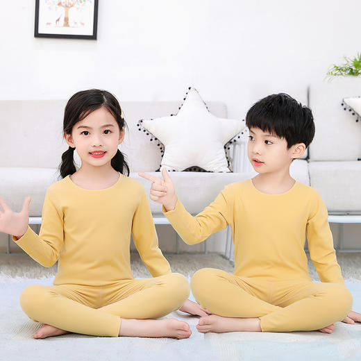 秋冬无痕儿童保暖内衣套装单件加绒中厚男女童睡衣秋衣裤背心zyy08 商品图0