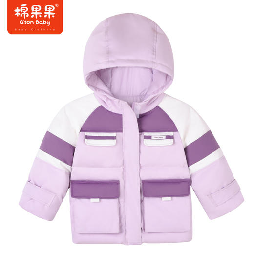 商场同款棉果果冬季男童女童工装外套连帽保暖抗冻拼色中长款羽绒服M422102922602 商品图2