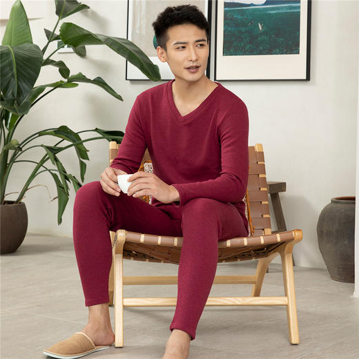 爱帝男式V领花纱珊瑚绒冬款加绒加厚保暖套 商品图1