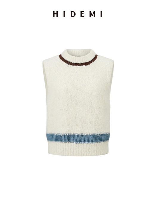 HIDEMI 圈圈纱加厚款趣味设计感拼色圆领马夹 商品图5