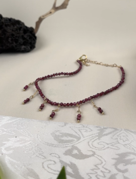 石榴石脚链流苏款