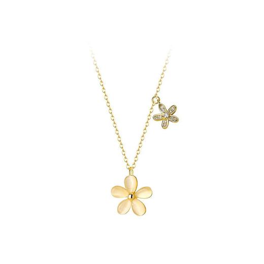 【乐梦】纯银猫眼石花朵甜美微镶钻项链【YXS-	A2726】 商品图4