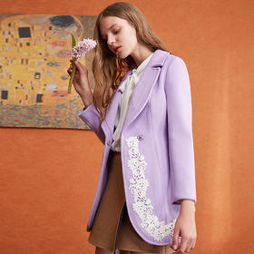 欧芮儿2020秋装新款翻领长袖毛呢外套女中长款