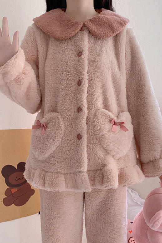 加绒加厚珊瑚绒睡衣女秋冬2023新款冬季可外穿睡裤家居服套装myy02 商品图5