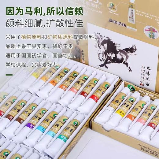 马利牌中国画颜料水墨山水画颜料画材12色24色36色5ml学生成人玛丽入门书法专业优选1盒 商品图1