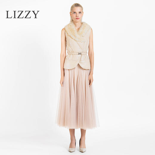 LIZZY 2022秋冬绵羊皮羊羔毛领90白鸭绒羽绒马甲4686 商品图1