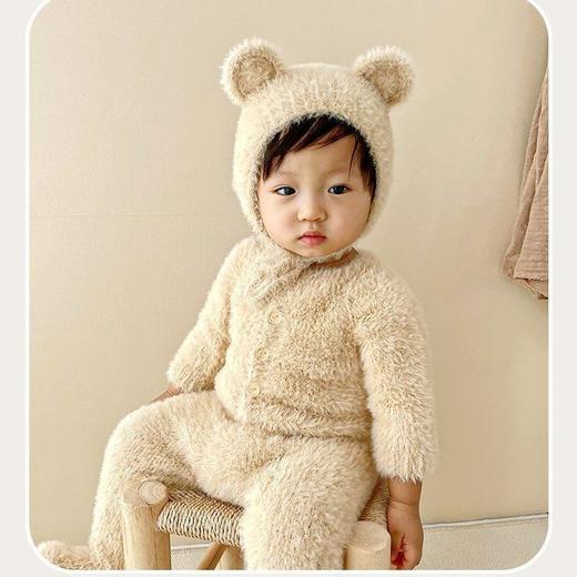 新生婴儿连体衣春秋毛茸茸套装宝宝秋装毛绒衣服超萌满月哈衣爬服 商品图2