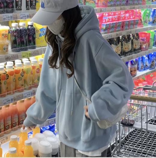 2023新款卫衣女秋冬连帽加绒加厚外套潮宽松慵懒上衣myy07 商品图3