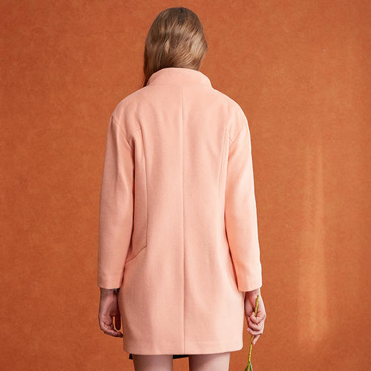 欧芮儿2017新款气质纯色长袖毛呢外套女中长款 商品图1