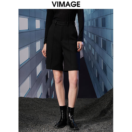  VIMAGE纬漫纪秋冬新款通勤百搭西装显瘦纯色简约短裤女裤V1805414 商品图0