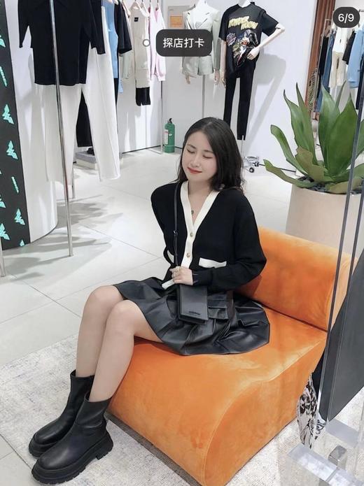 【限时折扣】小香拼色针织开衫（黑色/米色）均码 商品图4