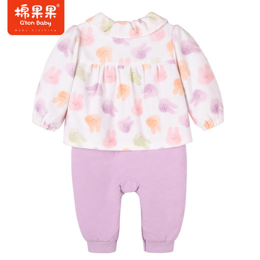商场同款棉果果冬季女童外穿甜美小兔子天鹅绒夹棉假两件连体衣娃娃领M422722822622 商品图7