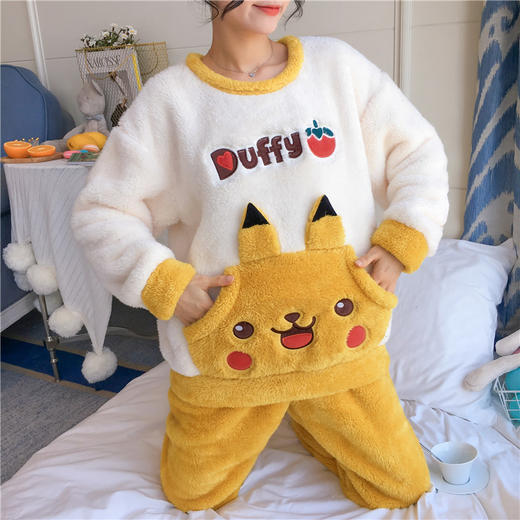 睡衣女秋冬季珊瑚绒加厚2023年新款公主风法兰绒家居服可外穿套装myy03 商品图1