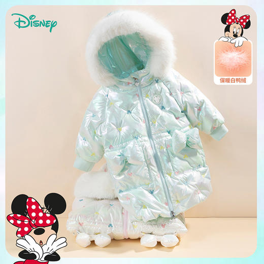 迪士尼童装女童羽绒服甜美米妮中长款连帽羽绒服舒适保暖冬新品224S1786 商品图8