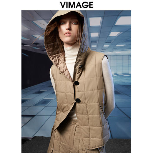 VIMAGE纬漫纪冬季新款百搭修身显瘦连帽外套棉娄V1810401 商品图0