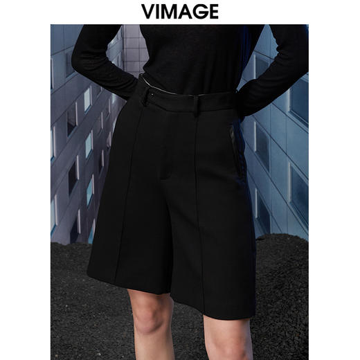  VIMAGE纬漫纪秋冬新款通勤百搭西装显瘦纯色简约短裤女裤V1805414 商品图5