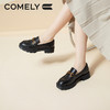 康莉KYQ2A582乐福鞋女新款厚底复古英伦风圆头黑色小皮鞋 商品缩略图4