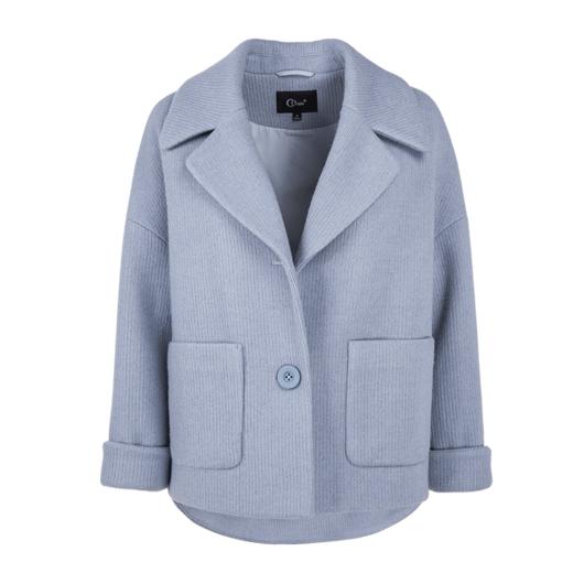 欧芮儿2019冬装女装宽松显瘦口袋大翻领长袖毛呢外套女短款 商品图3