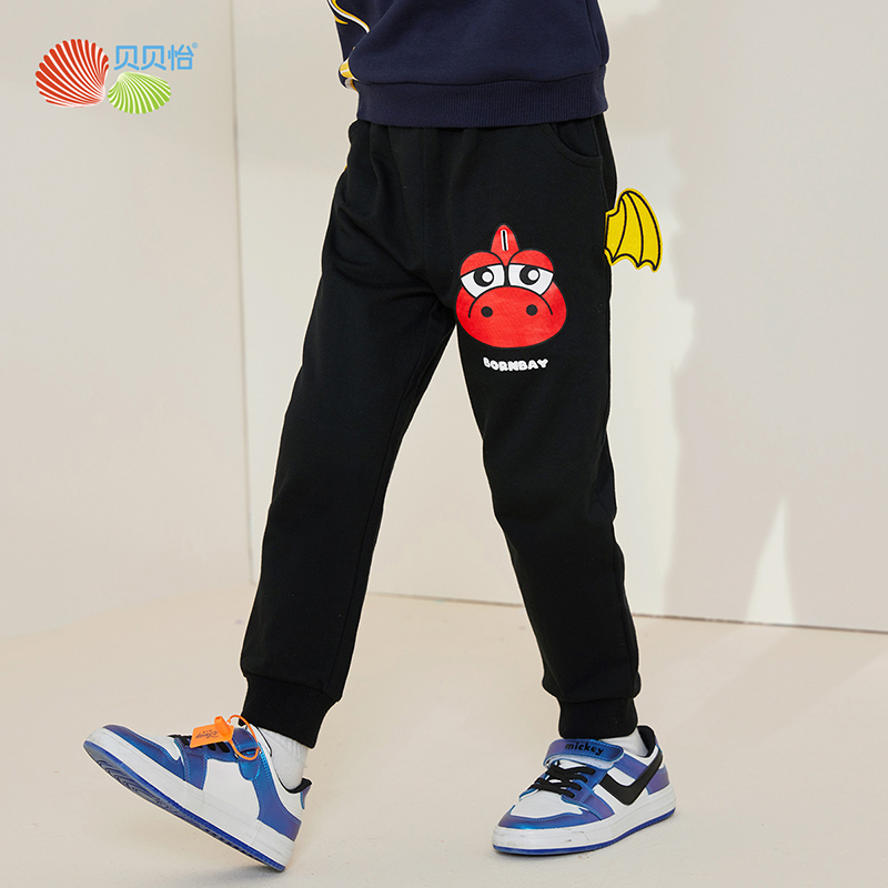 贝贝怡童装春秋休闲裤男童时尚恐龙长裤223K2434
