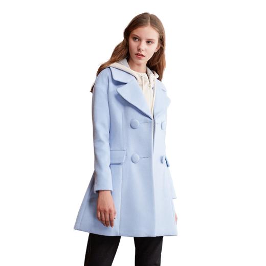 欧芮儿2017冬装新款翻领长袖毛呢外套女中长款 商品图3