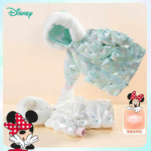 迪士尼童装女童羽绒服甜美米妮中长款连帽羽绒服舒适保暖冬新品224S1786 商品图9