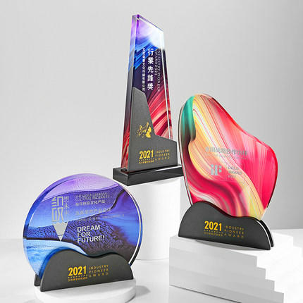 水晶奖杯定制优秀员工彩色照片团队比赛冠军年会颁奖创意奖牌定做 商品图3