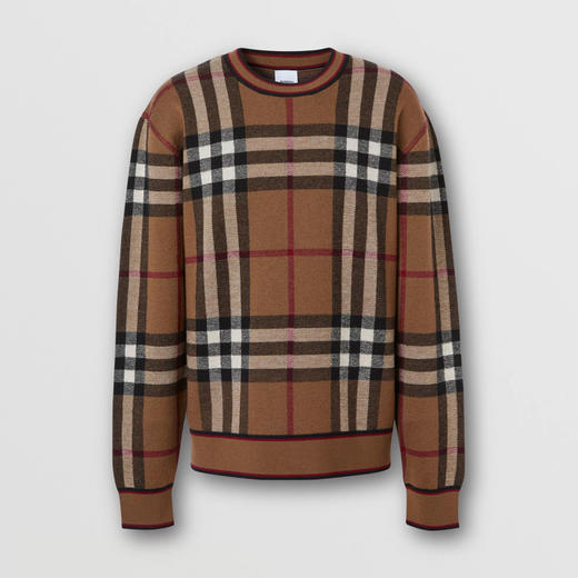 BURBERRY 巴宝莉 男士格纹羊毛提花圆领长袖针织衫 格子 8036603 A7028 商品图0