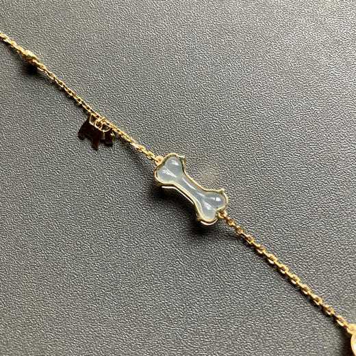 冰种翡翠狗狗手链18k黄金钻石镶嵌 商品图6