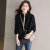 秋冬季立领小个子外套女，短款宽松洋气外搭开衫纯色抽绳拉链上衣厚CC-22-3607 商品缩略图3
