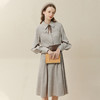 Famecoco范可儿磨毛衬衫裙女披肩领连衣裙腰带收腰显瘦F228FA010 商品缩略图0
