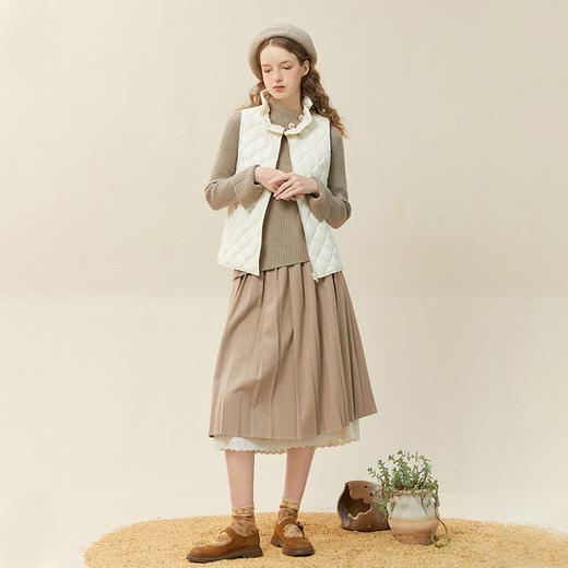 famecoco范可儿木耳花边轻薄羽绒马甲女小个子马夹内搭F228CR015 商品图2