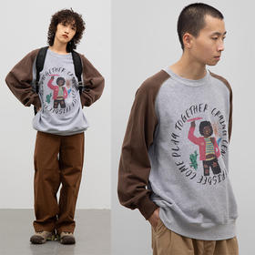 CryingCenter 在太阳下学习转飞盘趣味插画图案卫衣 哭喊中心