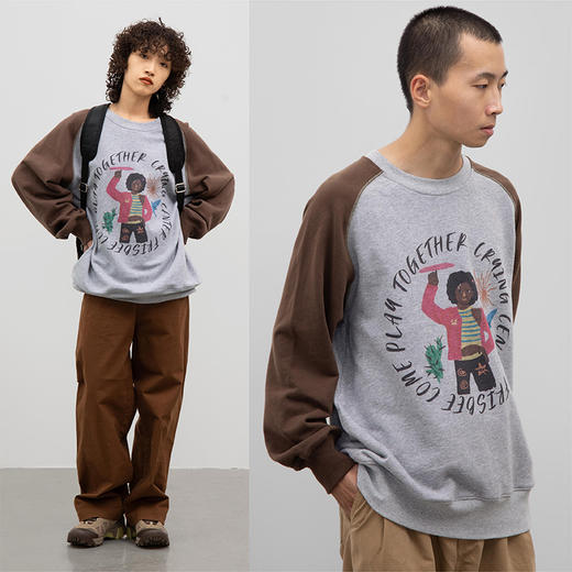 CryingCenter 在太阳下学习转飞盘趣味插画图案卫衣 哭喊中心 商品图0