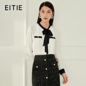 EITIE爱特爱秋季新款温柔百搭显瘦飘带上衣衬衫6709403