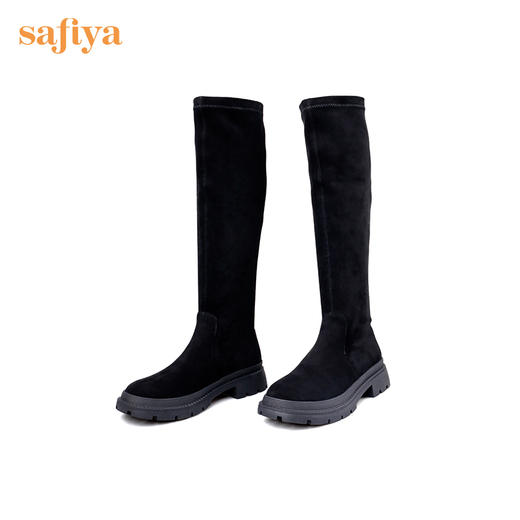 【新春秒杀】Safiya/索菲娅靴 子长靴女2022冬季新款网红高筒圆头松糕厚底瘦瘦靴女 SF24117031 商品图5