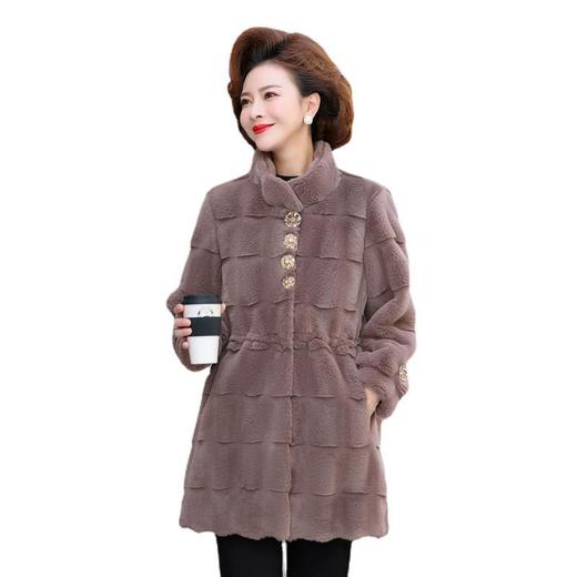 YCE A717-518 妈妈秋装贵妃水貂绒外套中长款50岁中老年女秋冬装大码仿皮草大衣 商品图4