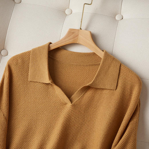 翻领毛衣女七分袖外穿收腰显瘦小个子短款针织衫CC-J997 商品图3