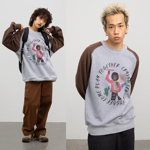 CryingCenter 在太阳下学习转飞盘趣味插画图案卫衣 哭喊中心 商品图3