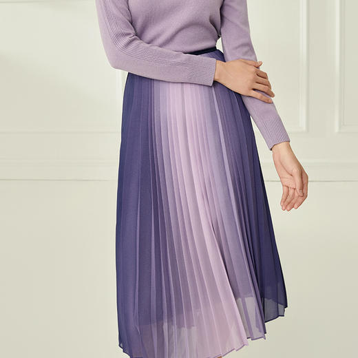 EITIE爱特爱秋季新款时尚气质通勤显瘦百搭百褶中腰半身裙6706401 商品图2